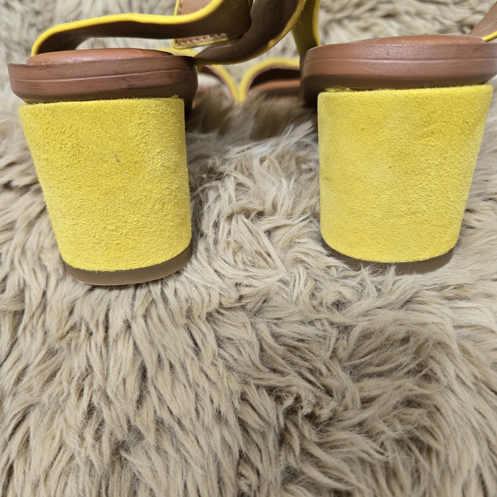 Franco Sarto Yellow Suede Block Heel Sandals - Picture 6 of 7